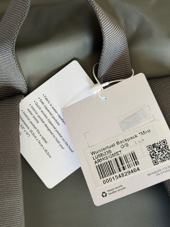 Lululemon Wunderlust Backpack Mini 14L Army Green Gunmetal NWT Travel Gym Bag